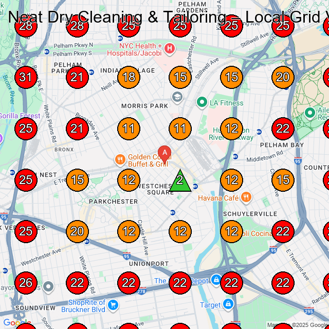 Neat Dry Cleaning & Tailoring GeoGrid visibility map for Dry Cleaner in Bronx